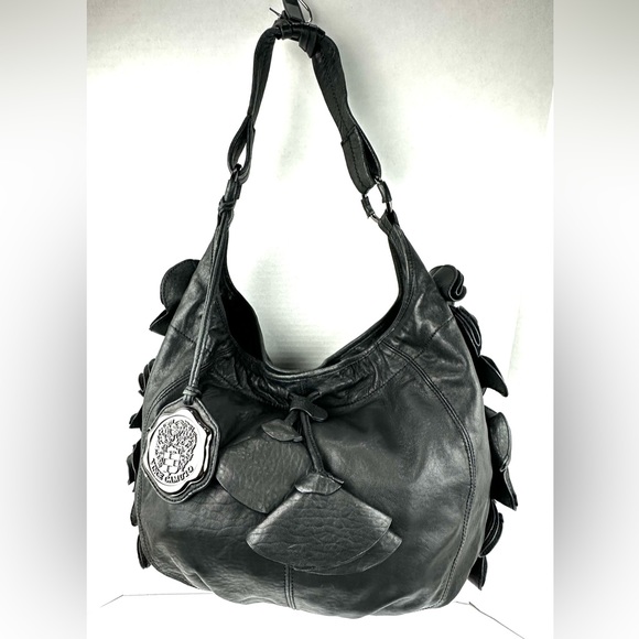 Vince Camuto Handbags - Vince Camuto Black Genuine Leather Shoulder Bag with Flower design